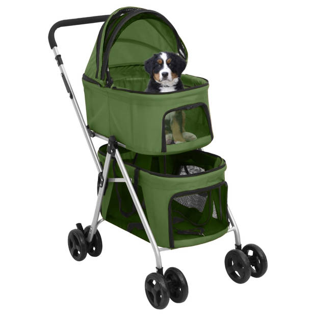 vidaXL Hondenwagen 2-laags inklapbaar 83x48x97 cm oxford stof groen