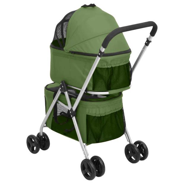 vidaXL Hondenwagen 2-laags inklapbaar 83x48x97 cm oxford stof groen