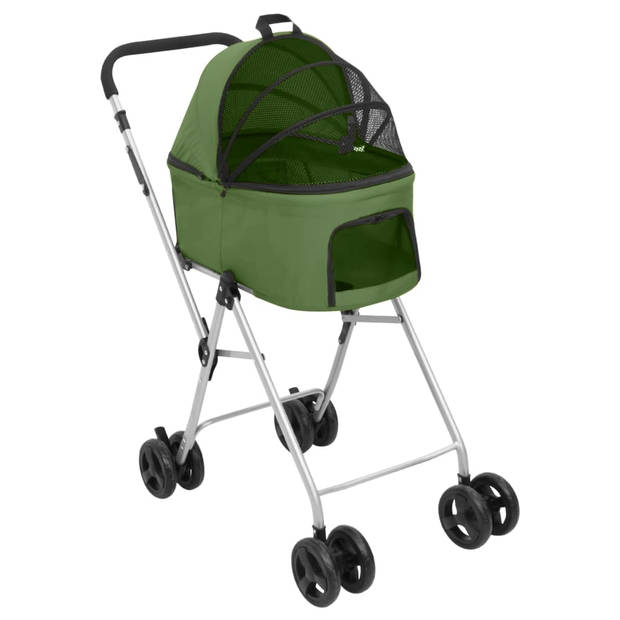 The Living Store Hondenbuggy Groen - Comfortabel en Draagbaar - 83 x 48 x 97 cm - Max 10 kg - Inklapbaar - Met zonnedak