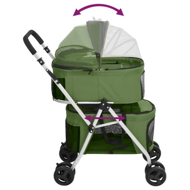 The Living Store Hondenbuggy Groen - Comfortabel en Draagbaar - 83 x 48 x 97 cm - Max 10 kg - Inklapbaar - Met zonnedak