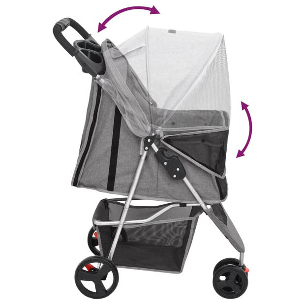 vidaXL Hondenwagen inklapbaar 80x46x98 cm oxford stof grijs