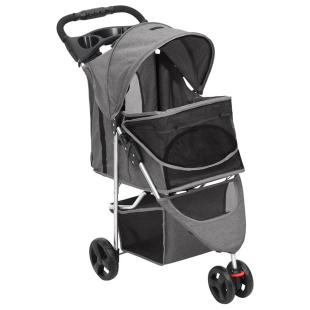 vidaXL Hondenwagen inklapbaar 80x46x98 cm oxford stof grijs