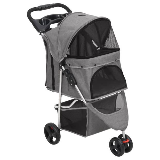 vidaXL Hondenwagen inklapbaar 80x46x98 cm oxford stof grijs