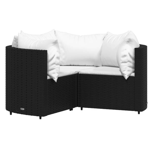 vidaXL 4-delige Loungeset met kussens poly rattan zwart