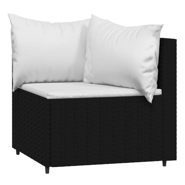 vidaXL 4-delige Loungeset met kussens poly rattan zwart