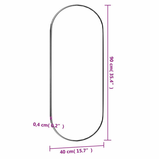 vidaXL Wandspiegel 40x90 cm ovaal glas