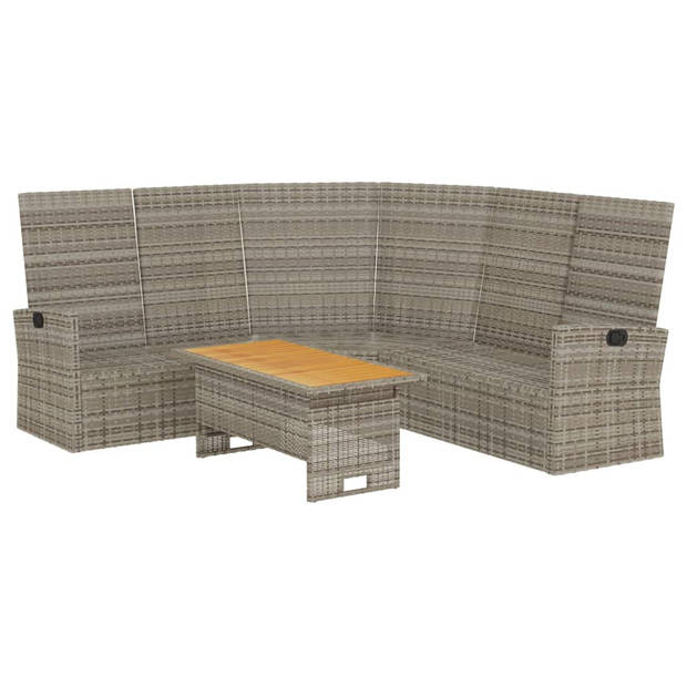 vidaXL 2-delige Loungeset met kussens poly rattan grijs