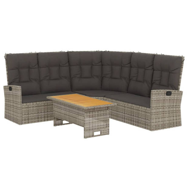 vidaXL 2-delige Loungeset met kussens poly rattan grijs