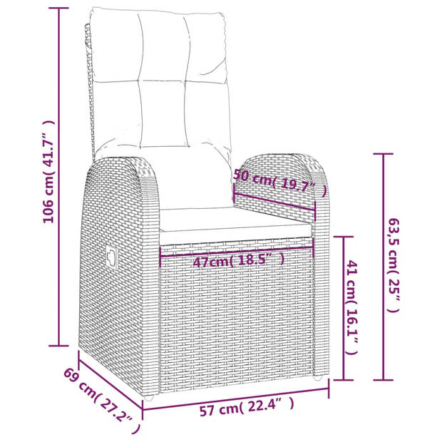 vidaXL 3-delige Loungeset poly rattan en massief acaciahout zwart