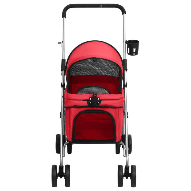 The Living Store Hondenbuggy - Comfortabel en Draagbaar - Rood - 76 x 50 x 100 cm - Max - 15 kg