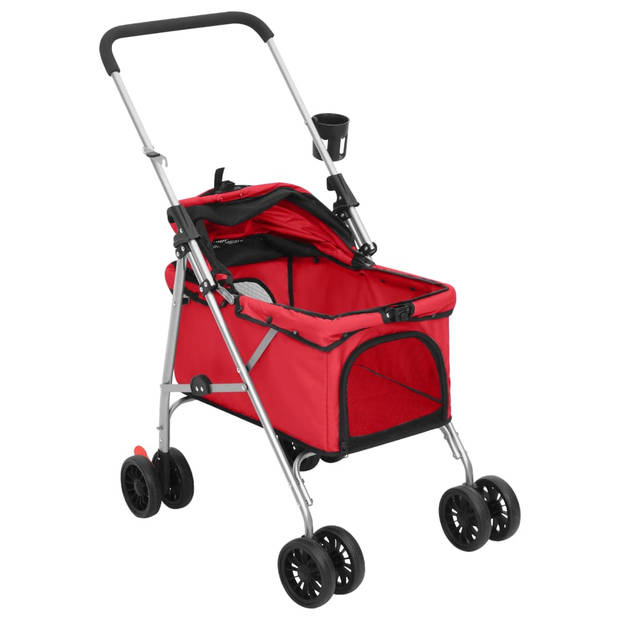 The Living Store Hondenbuggy - Comfortabel en Draagbaar - Rood - 76 x 50 x 100 cm - Max - 15 kg