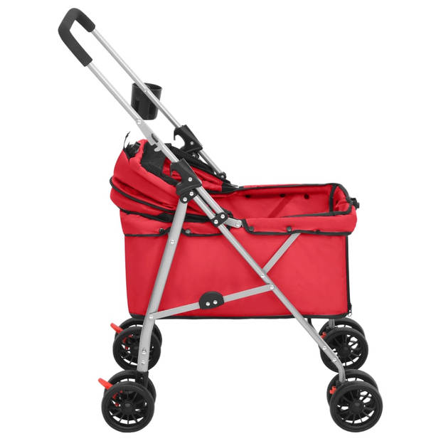 The Living Store Hondenbuggy - Comfortabel en Draagbaar - Rood - 76 x 50 x 100 cm - Max - 15 kg