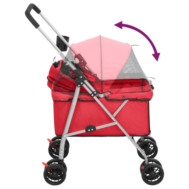 The Living Store Hondenbuggy - Comfortabel en Draagbaar - Rood - 76 x 50 x 100 cm - Max - 15 kg