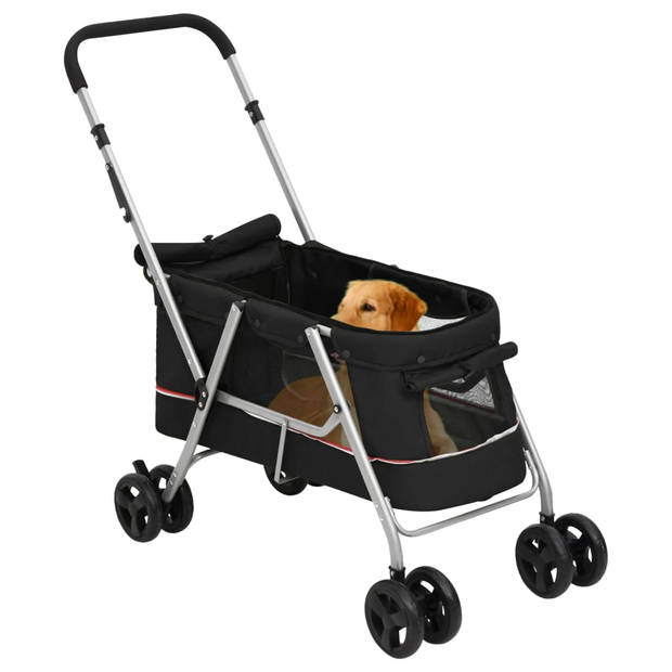 vidaXL Hondenwagen inklapbaar 100x49x96 cm linnenstof zwart