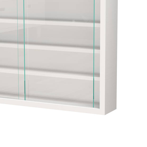 Vitrinekastje staande hangende wandvitrine - planken 50 cm breed x 4 cm diep - schuifdeuren