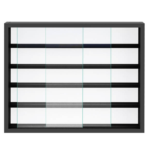 Vitrinekastje staande hangende wandvitrine - planken 50 cm breed x 4 cm diep - schuifdeuren