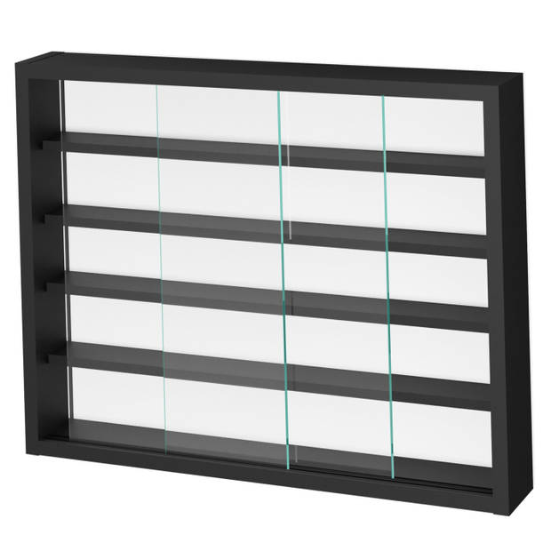 Vitrinekastje staande hangende wandvitrine - planken 50 cm breed x 4 cm diep - schuifdeuren