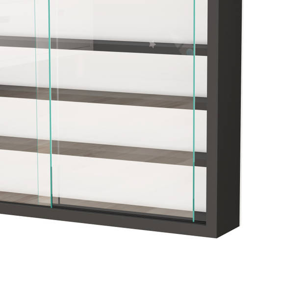 Vitrinekastje staande hangende wandvitrine - planken 50 cm breed x 4 cm diep - schuifdeuren