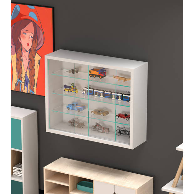 Vitrinekast staande hangende wandvitrine - schuifdeuren - 50 x 40 x 13 cm