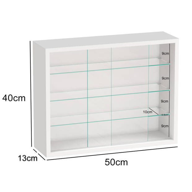 Vitrinekast staande hangende wandvitrine - schuifdeuren - 50 x 40 x 13 cm