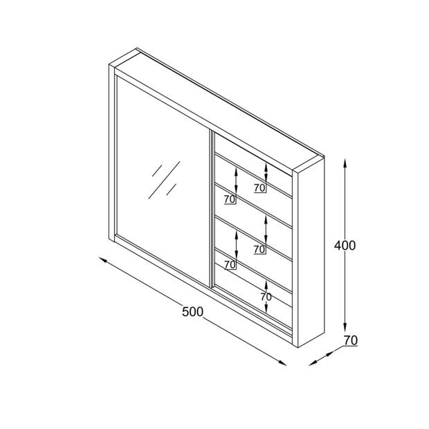 Vitrinekast staande hangende wandvitrine - glasplanken 4.5 cm diep - schuifdeuren