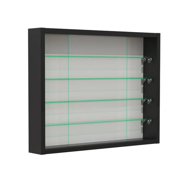 Vitrinekast staande hangende wandvitrine - glasplanken 4.5 cm diep - schuifdeuren