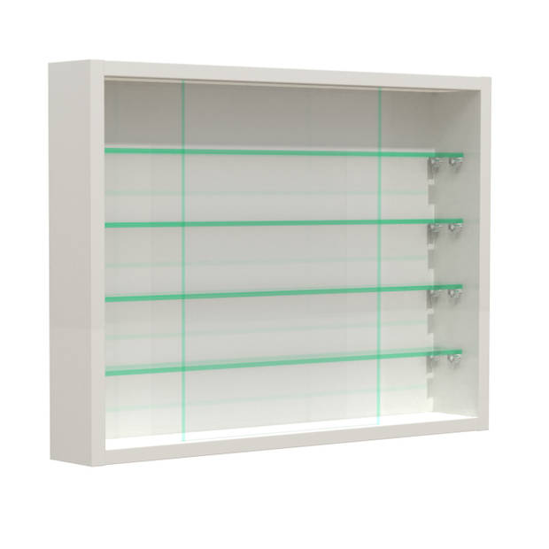 Vitrinekastje staande hangende wandvitrine - glasplanken 50 cm breed x 4.5 diep - schuifdeuren