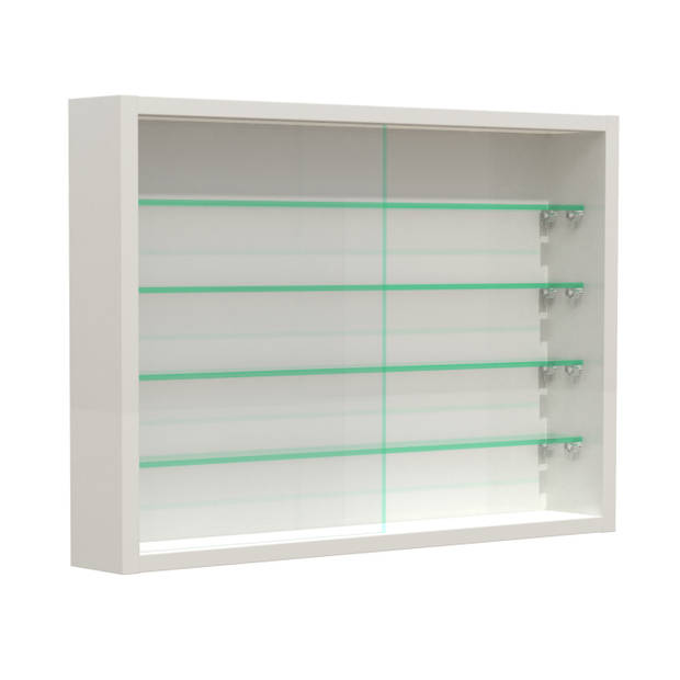 Vitrinekastje staande hangende wandvitrine - glasplanken 50 cm breed x 4.5 diep - schuifdeuren