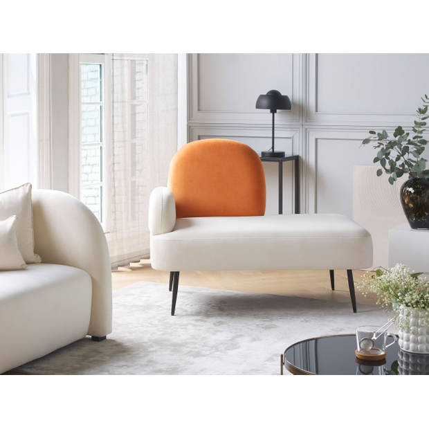 Beliani ARCEY - Chaise longue-Wit-Fluweel