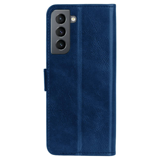 Basey Samsung Galaxy S22 Hoesje Bookcase Hoes Flip Case Book Cover - Samsung S22 Hoes Book Case Hoesje - Donkerblauw