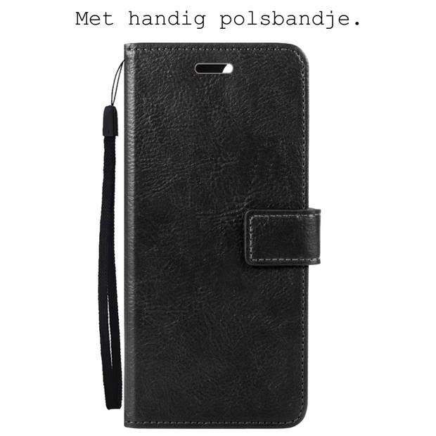 Basey OnePlus Nord 2T Hoesje Book Case Kunstleer Cover Hoes -Zwart