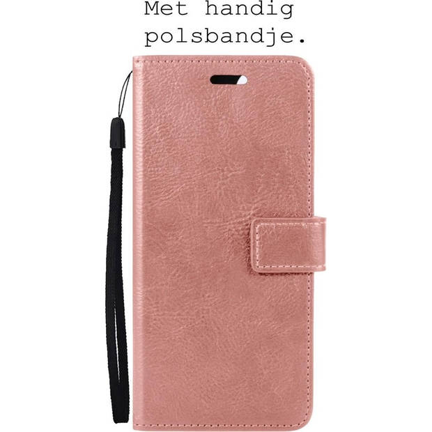 Basey OnePlus Nord 2 Hoesje Book Case Kunstleer Cover Hoes - Rose goud