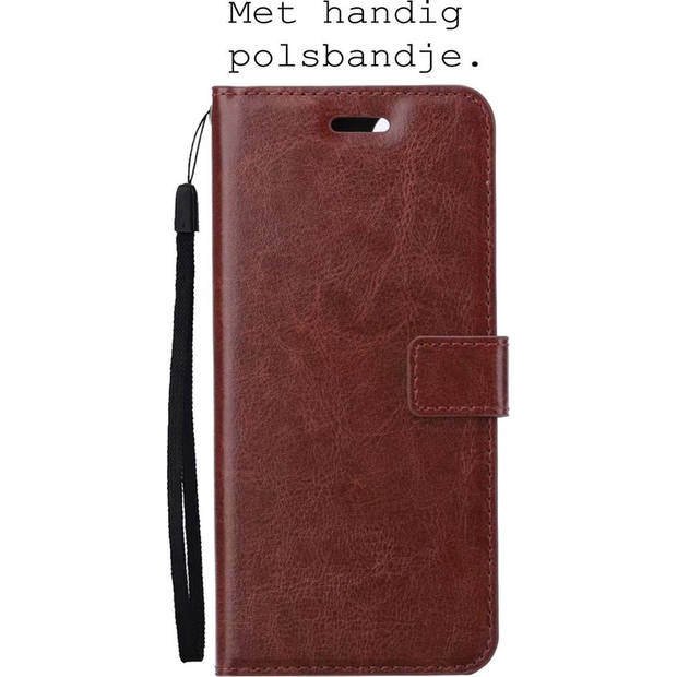 Basey OnePlus Nord 2 Hoesje Book Case Kunstleer Cover Hoes -Bruin