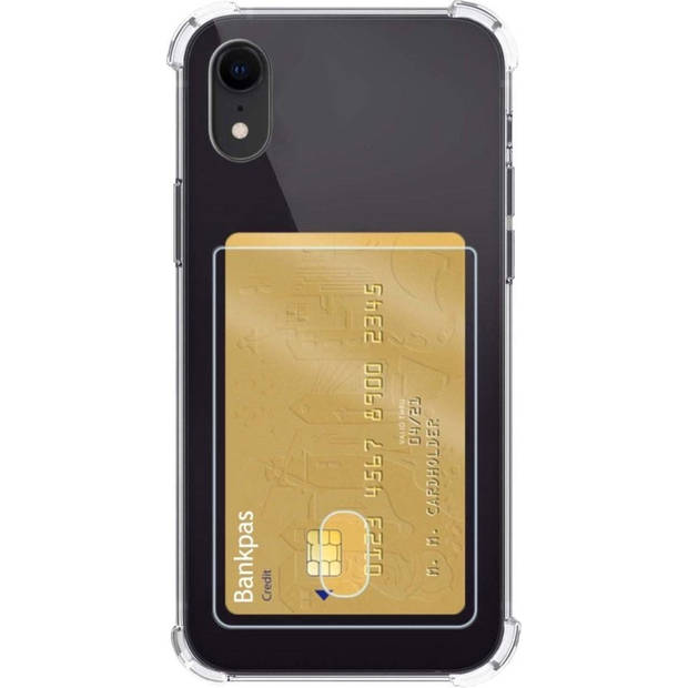 Basey iPhone XR Hoesje Met Pasjeshouder Transparant Card Case Shock Hoes