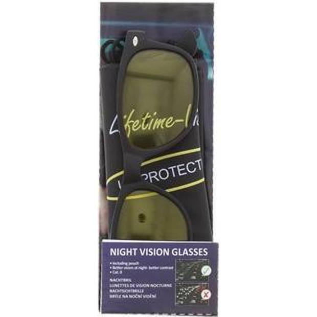 Nachtbril - beter zien - nachtblind - nachtkijker - Zwart - Gele lens