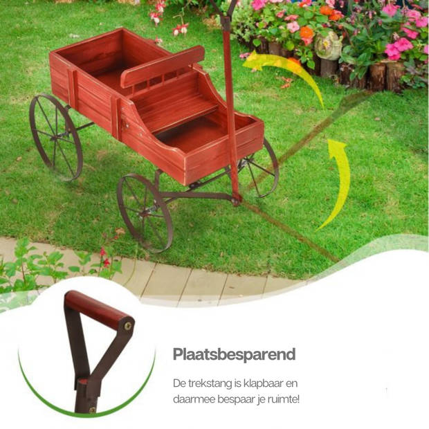 Plantentrolley - Plantenbakken voor buiten - Bloembak - Plantenbak - Bolderwagen - 62 x 34 x 60 cm