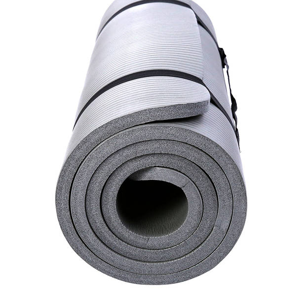 Yoga mat grijs, 190x100x1,5 cm dik, fitnessmat, pilates, aerobics