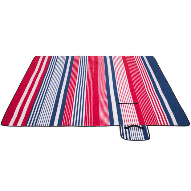 Picknickdeken, rood-wit-blauw, picknickkleed, 200 x 200 m, waterdicht, campingdeken, outdoor plaid, stranddeken