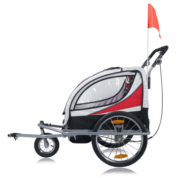 SAMAX 360°- draaibare fietskar 2 in 1 Jogger - rood - zilver frame-fietsaanhanger