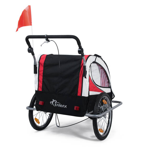 SAMAX 360°- draaibare fietskar 2 in 1 Jogger - rood - zilver frame-fietsaanhanger