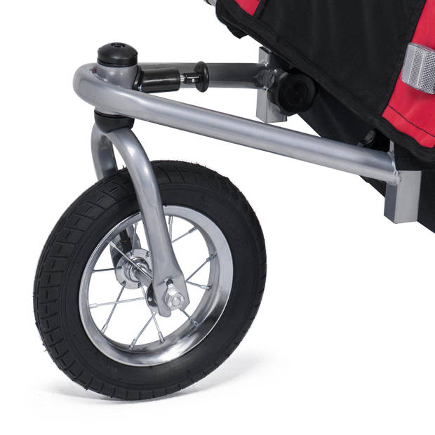 SAMAX 360°- draaibare fietskar 2 in 1 Jogger - rood - zilver frame-fietsaanhanger