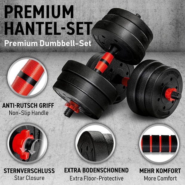 Halterset-dumbell set-2-in-1 verstelbare halterset 20 kg- gewichten-armtraining-fitness-krachttraining