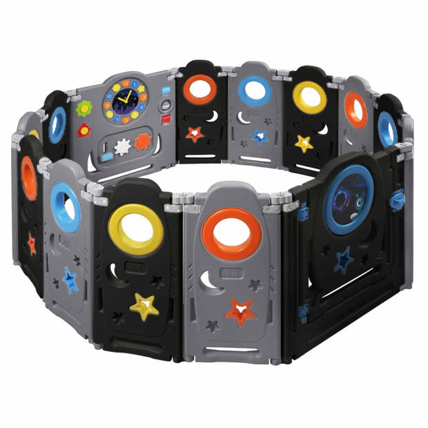 Baby Vivo box Neo Zwart- grondbox - speelbox- playpen-kruipbox- kunststof 12 elementen met zuignappen