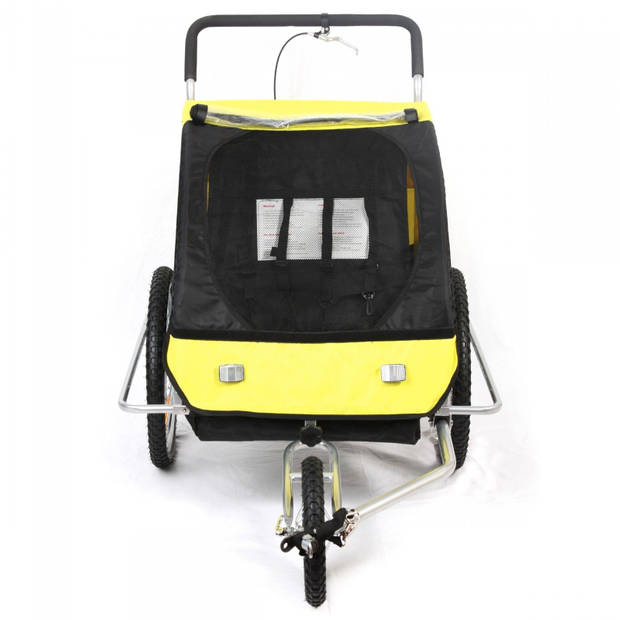 Fietsaanhanger fietskar kinderfietskar jogger in geel/ zwart