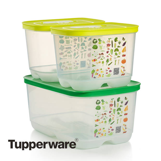 Tupperware FridgeSmart - 3-delige set - Vershoudbakjes - Groen