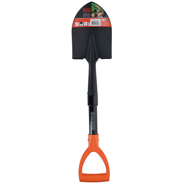 BLACK+DECKER Schep - 67 CM - 800 GR - Roestvrij - Koolstofstalen Kop en Glasvezel Handvat - Zwart