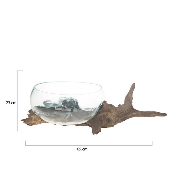 DKNC - Decoratief beeld Mallawi - Glas met hout - 65x30x23cm - Bruin