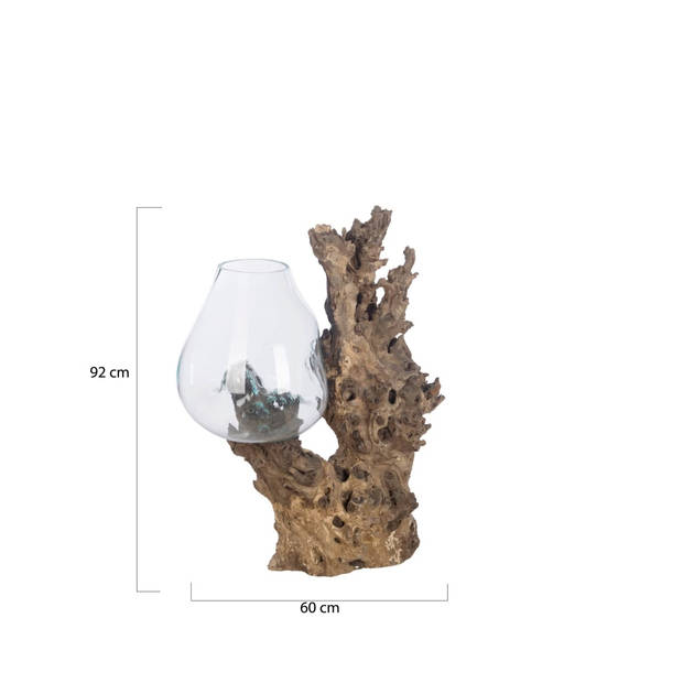 DKNC - Decoratief beeld Mallawi - Glas met hout - 60x45x92cm - Bruin