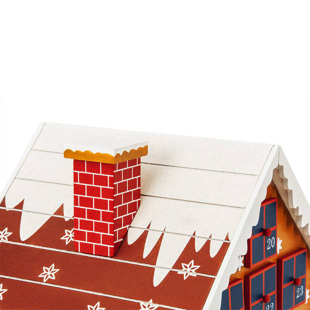 Adventskalender Houten Winterhuisje, Kerst, Advent, 29x21x32cm, hout