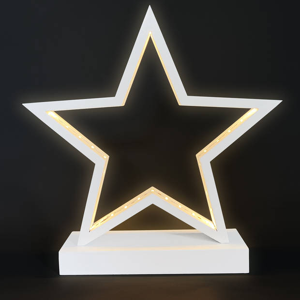 Wit houten LED ster staand
